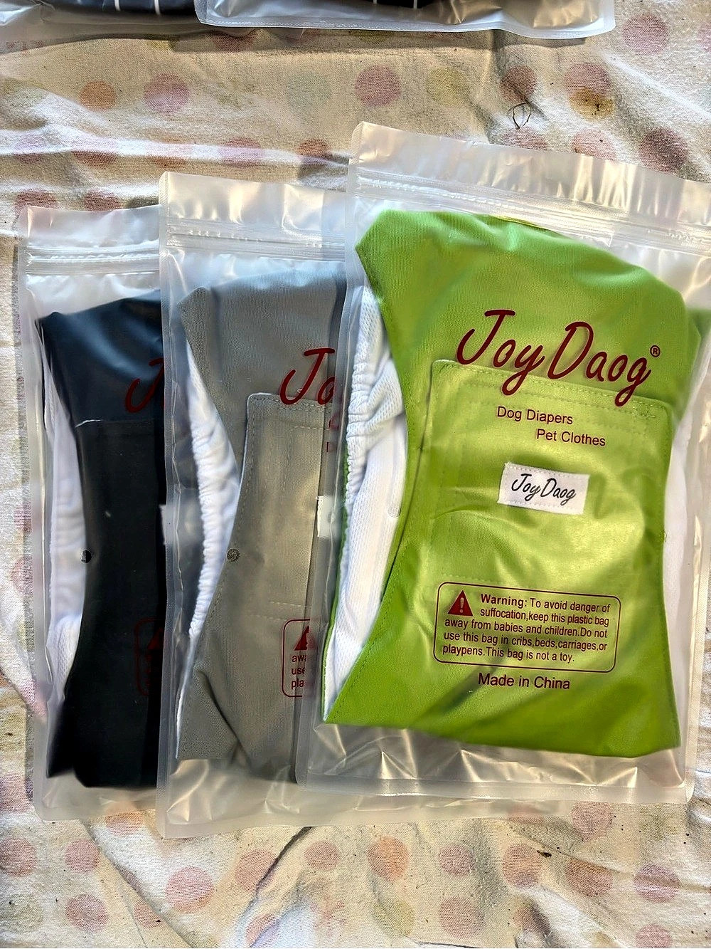 3 pair- JoyDaog Dog Clothing Set Green & Gray NWT